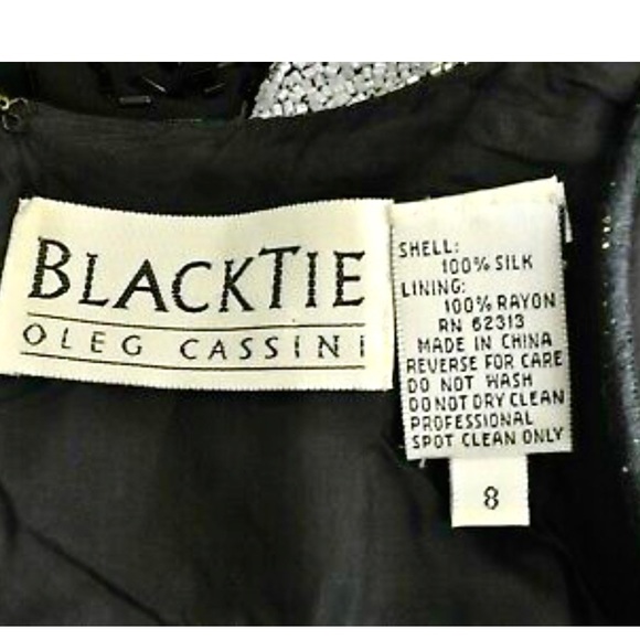 Oleg Cassini  BLACK TIE  Formal SILK Gown Occasion Event Evening Sequined - Picture 13 of 16